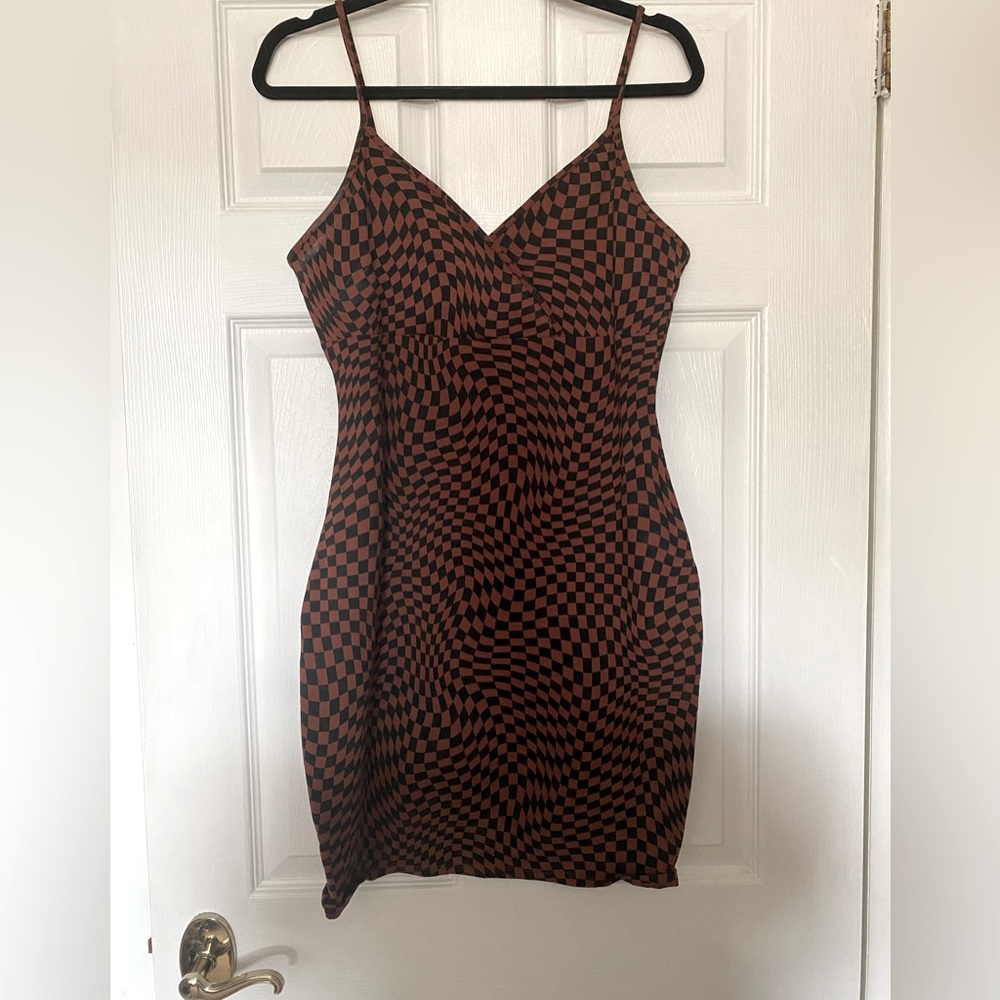 Wild Fable Checkered Mini Dress in Brown and Black